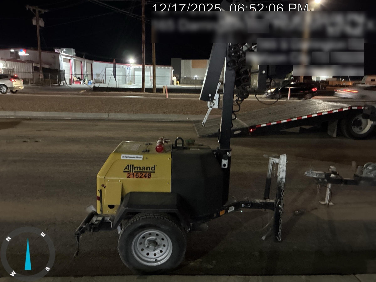 2022 Allmand NLV3GR (4) LED Light Fixture 350W, 23' Vertical Mast, 3kW Prime, Towable, Deep Sea L401, Leveling Jacks, Yanmar T4F 5.8hp