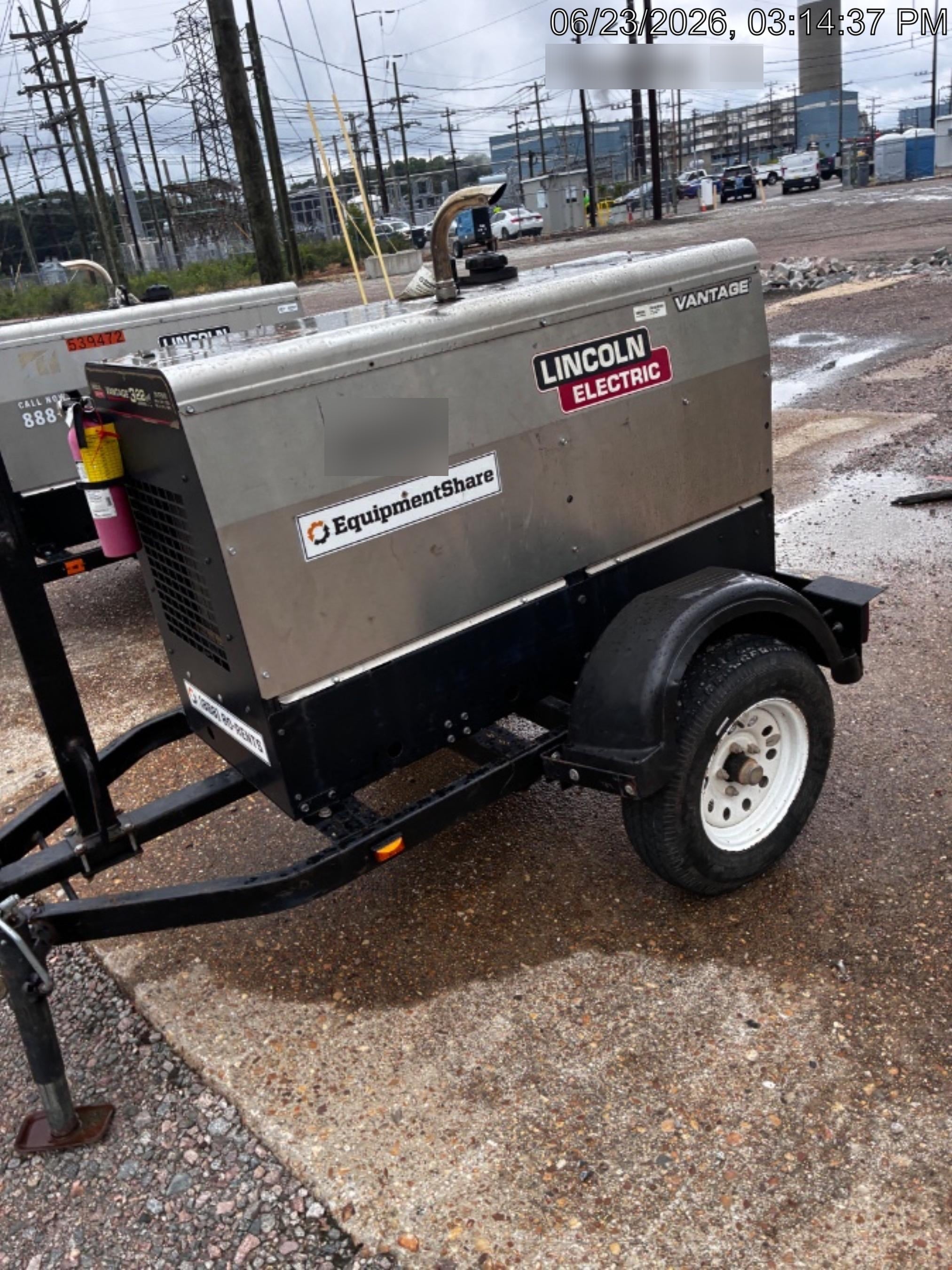 2019 Lincoln Electric Vantage 322 Ready-Pak 3, Two Wheel Trailer, Fender and Light Kit, Cable Rack