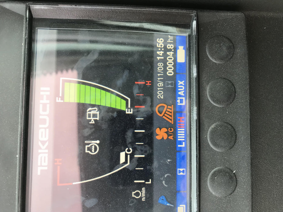 2019 Takeuchi TB290 Cab, AC, Rubber Tracks, Dozer Blade, Travel Alarm, Control Pattern Change Valve, Auxiliary Hydraulics w/18" Quick Coupler Bucket with teeth, 6.2 cu. ft. capacity/24" Quick Coupler Bucket with teeth, 8.6 cu. ft. capacity/36" Quick Coupler Bucket with teeth, 13.4 cu. ft. capacity, Quick Coupler, Hydraulic Thumb Installed