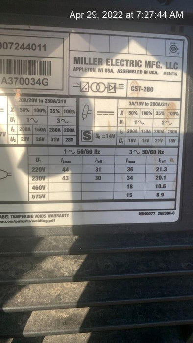 2020 MILLER ELECTRIC CST-280