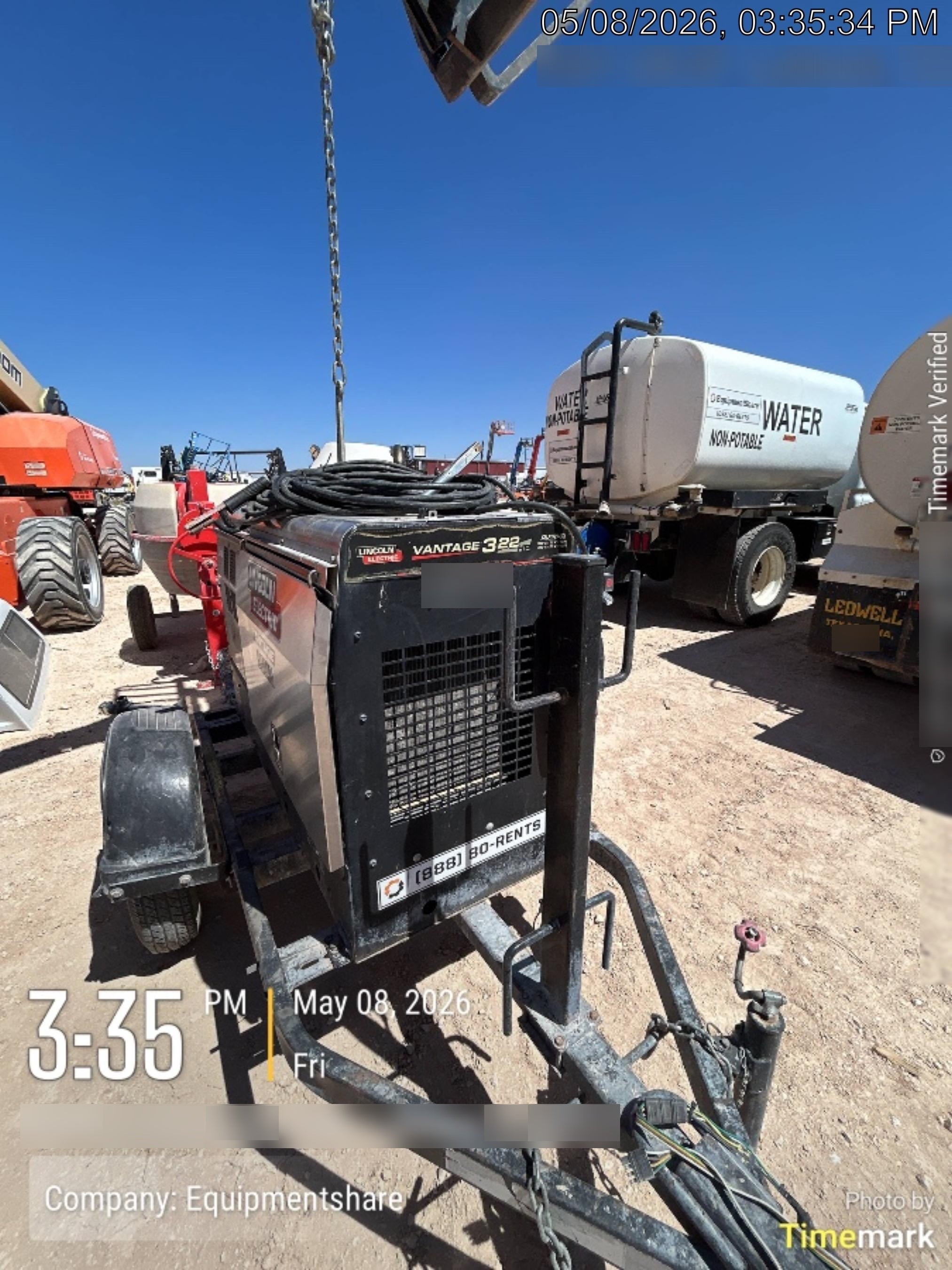 2019 Lincoln Electric Vantage 322 Welder Ready-Pak 3, Two wheel trailer, Fender and Light kit, Cable Rack