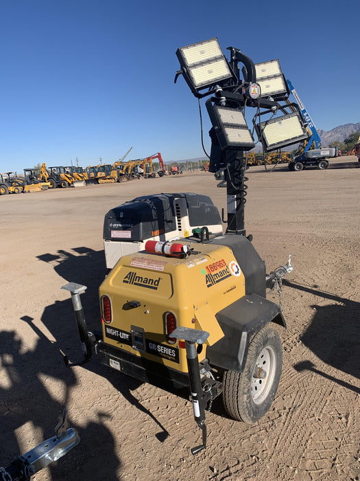 2021 Allmand NLV3GR (4) LED Light Fixture 350W, 23' Vertical Mast, 3kW Prime, Towable, Deep Sea L401, Leveling Jacks, Yanmar T4F 5.8hp