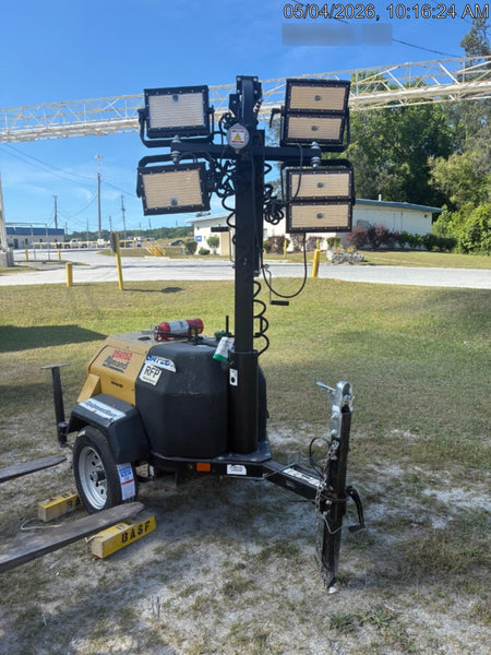 2022 Allmand NLV3GR (4) LED Light Fixture 350W, 23' Vertical Mast, 3kW Prime, Towable, ES Decals, T3