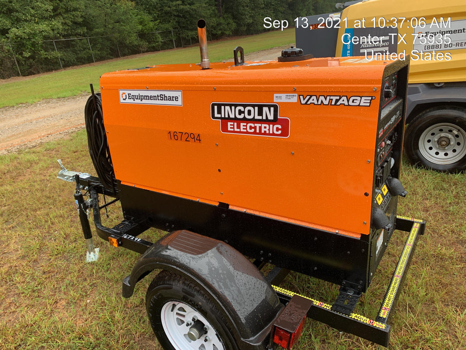 2021 Lincoln Electric Vantage 322 Vantage 322 Ready Pak 3 w/ Decals, ORANGE (includes trailer, cable rack, fender light kit) NO Telematics