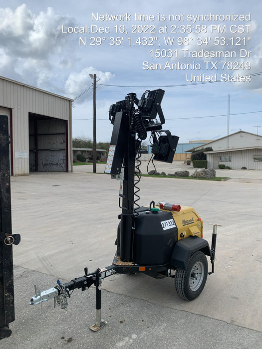 2022 Allmand NLV3GR (4) LED Light Fixture 350W, 23' Vertical Mast, 3kW Prime, Towable, ES Decals, T3