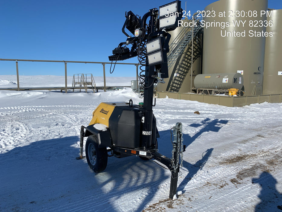 2022 Allmand NLV3GR (4) LED Light Fixture 350W, 23' Vertical Mast, 3kW Prime, Towable, Deep Sea L401, Leveling Jacks, Yanmar T4F 5.8hp