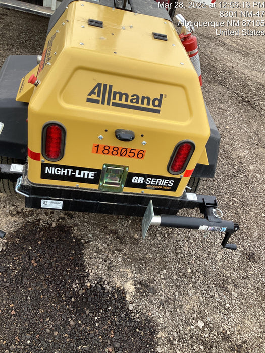 Allmand NLV3GR (4) LED Light Fixture 350W, 23' Vertical Mast, 3kW Prime, Towable, Deep Sea L401, Leveling Jacks, Yanmar T4F 5.8hp