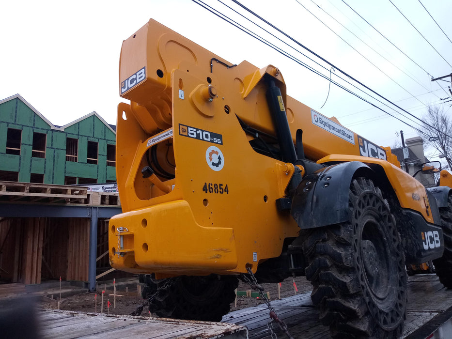2019 JCB 510-56 Canopy, 74 HP, Solid Tires, STD Worklight, Beacon, Aux Hydraulics, Lifting Eye, Back up Alarm w/66" Carriage/60" Forks