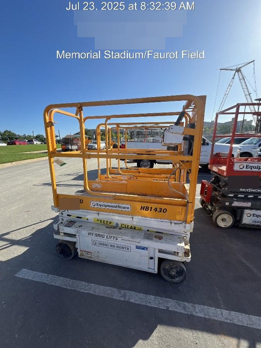 Custom Equipment HB-1430 Hy-Brid Scissor Lift
Platform capacity up to 670 lbs
Working height up to 20 ft
Weighs under 1,700 lbs
Non-marking wheels