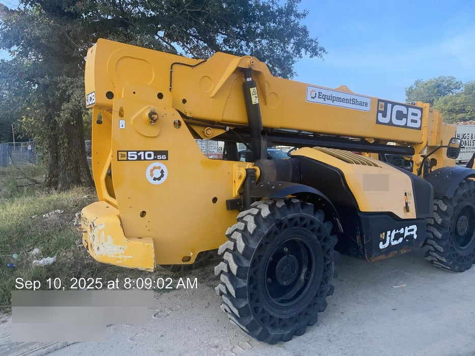 2019 JCB 510-56 Canopy, 74 HP, Solid Tires, STD Worklight, Beacon, Aux Hydraulics, Lifting Eye, Back up Alarm w/66" Carriage/60" Forks