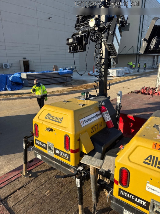 2022 Allmand NLV3GR (4) LED Light Fixture 350W, 23' Vertical Mast, 3kW Prime, Towable, Deep Sea L401, Leveling Jacks, Yanmar T4F 5.8hp