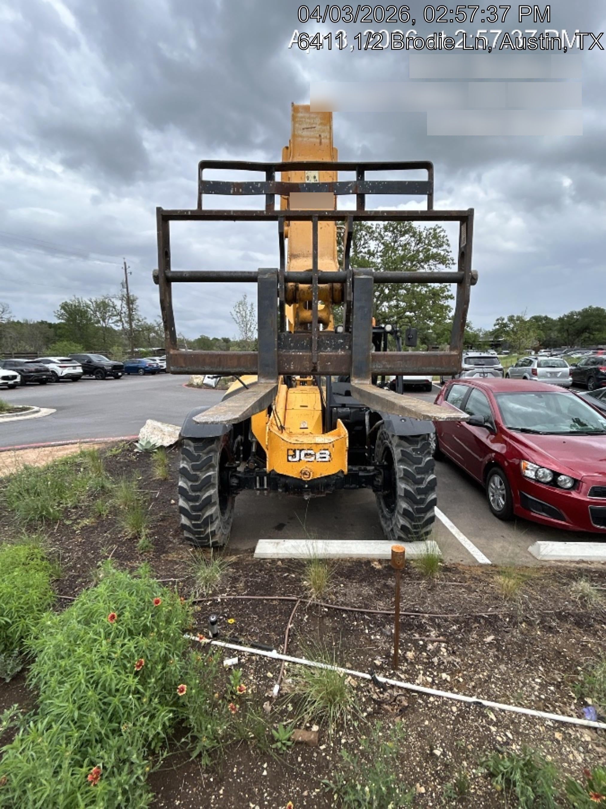 2019 JCB 509-42 74 HP w/Open ROPS, Beacon, Aux Hydraulics, LED Work lights, Solid Tires w/66" Carriage/60" Forks