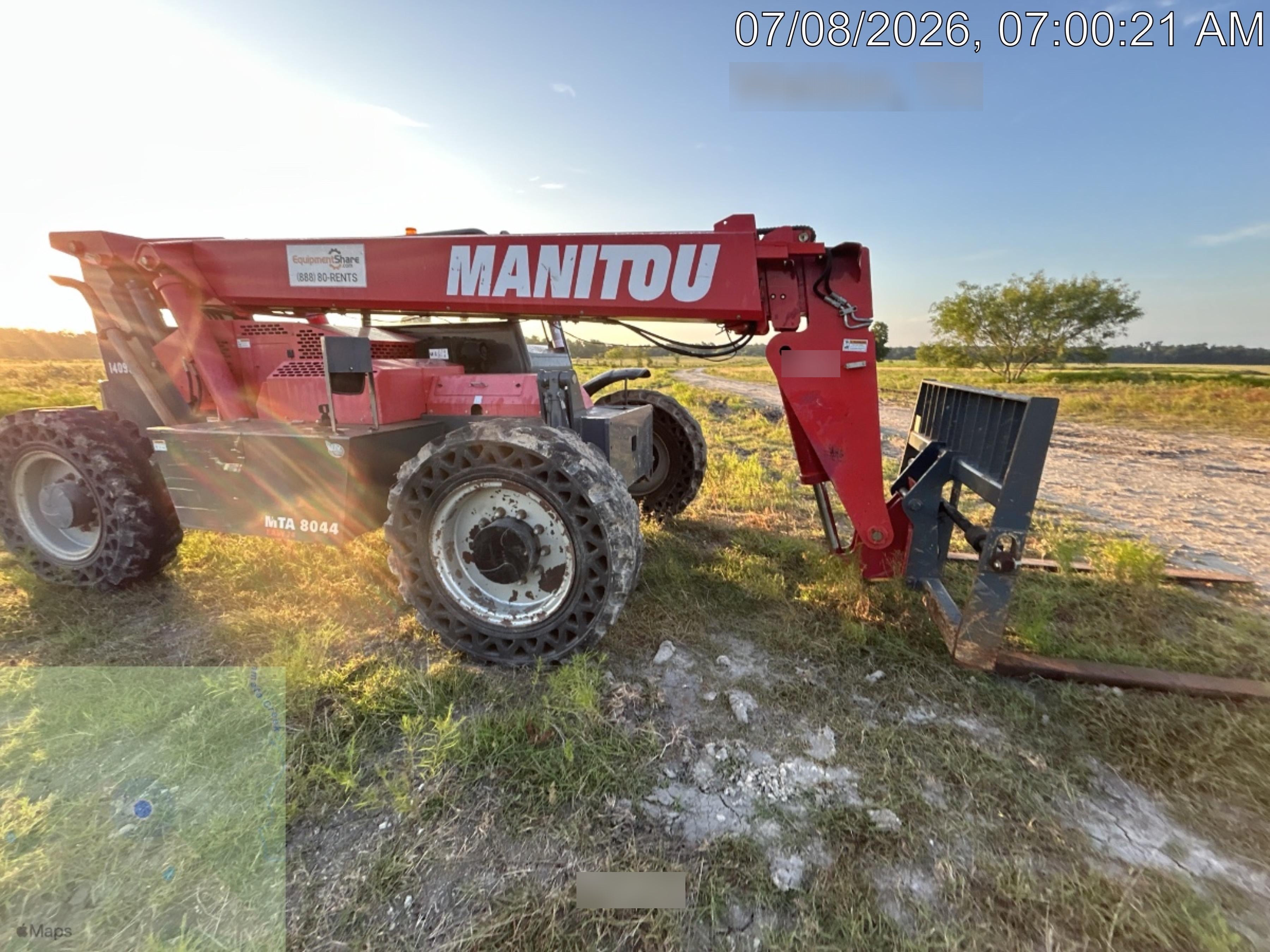 2019 Manitou MTA8044 MTA 8044 - 74 HP T4, Canopy, Worklights/Strobe, Beacon, 66" Carriage, 48" Forks, Solid Tires, Lift Hook, Aux Hydraulics