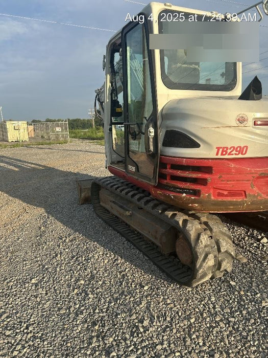 2019 Takeuchi TB290 Cab, AC, Rubber Tracks, Dozer Blade, Travel Alarm, Control Pattern Change Valve, Auxiliary Hydraulics w/18" Quick Coupler Bucket with teeth, 6.2 cu. ft. capacity/24" Quick Coupler Bucket with teeth, 8.6 cu. ft. capacity/36" Quick Coupler Bucket with teeth, 13.4 cu. ft. capacity, Quick Coupler, Hydraulic Thumb Installed