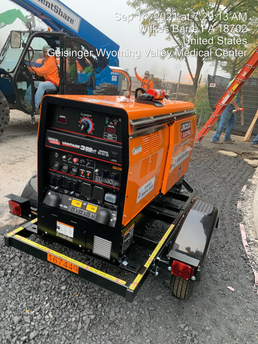 2021 Lincoln Electric Vantage 322 Vantage 322 Ready Pak 3 w/ Decals, ORANGE (includes trailer, cable rack, fender light kit) NO Telematics