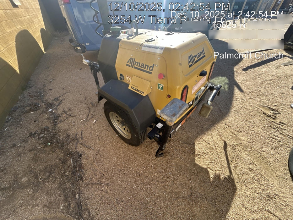 2022 Allmand NLV3GR (4) LED Light Fixture 350W, 23' Vertical Mast, 3kW Prime, Towable, ES Decals, T3