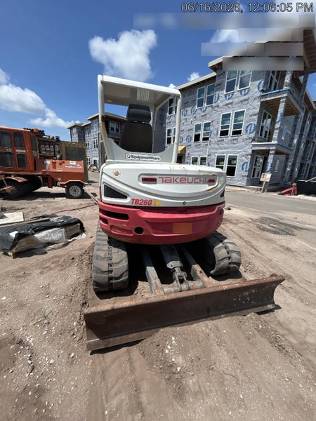 2019 Takeuchi TB260 Canopy, Standard Blade, Auxiliary hydraulics Manual QC, Hydraulic thumb, 12" ,18", 24" Bucket