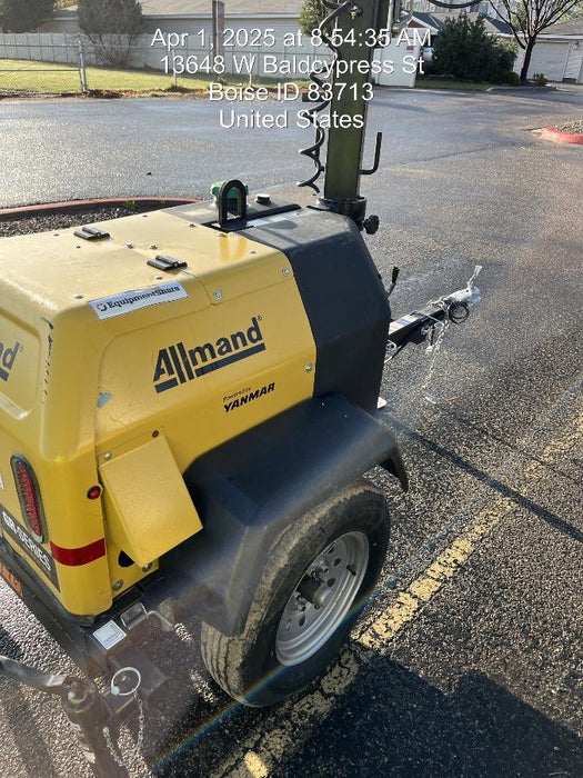 2022 Allmand NLV3GR (4) LED Light Fixture 350W, 23' Vertical Mast, 3kW Prime, Towable, ES Decals, T3