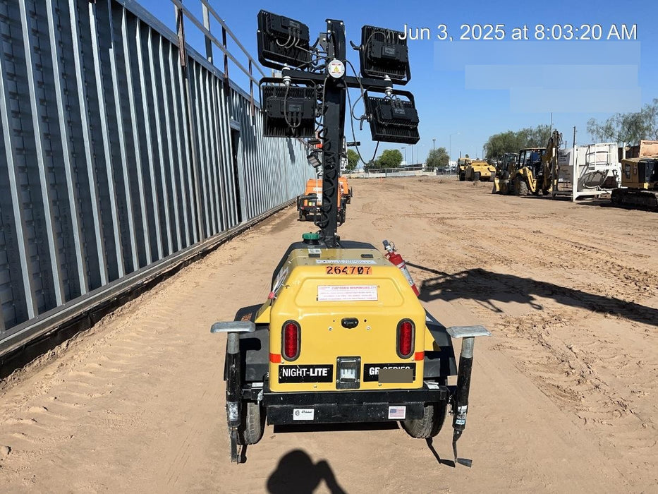 2022 Allmand NLV3GR (4) LED Light Fixture 350W, 23' Vertical Mast, 3kW Prime, Towable, ES Decals, T3