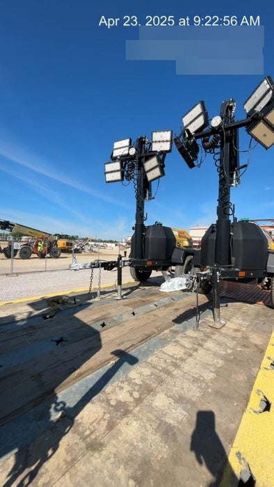 2022 Allmand NLV3GR (4) LED Light Fixture 350W, 23' Vertical Mast, 3kW Prime, Towable, Deep Sea L401, Leveling Jacks, Yanmar T4F 5.8hp