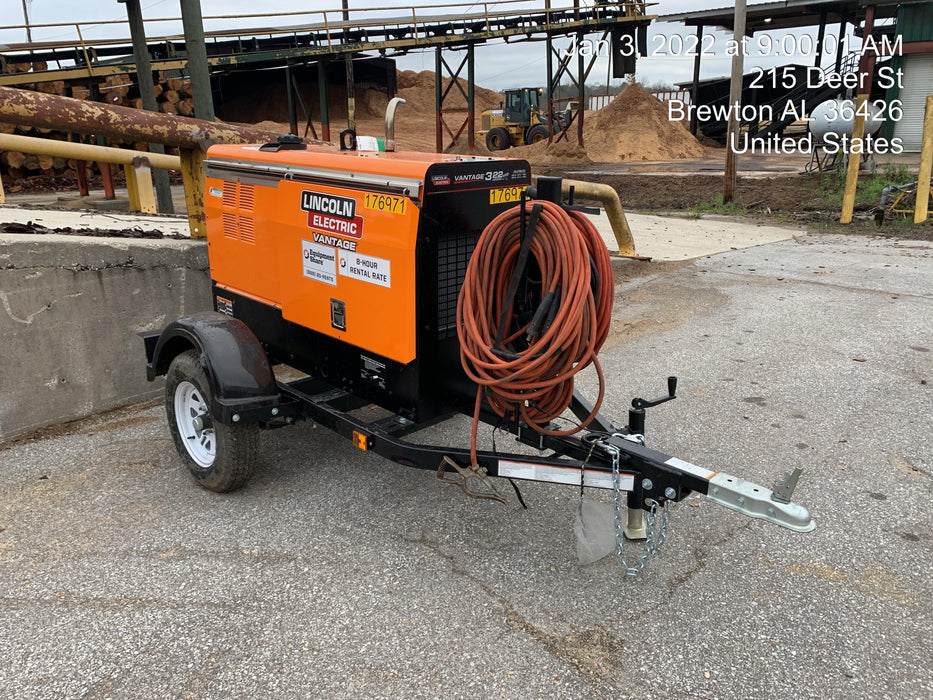 2021 Lincoln Electric Vantage 322 Vantage 322 Ready Pak 3 w/ Decals, ORANGE (includes trailer, cable rack, fender light kit) NO Telematics