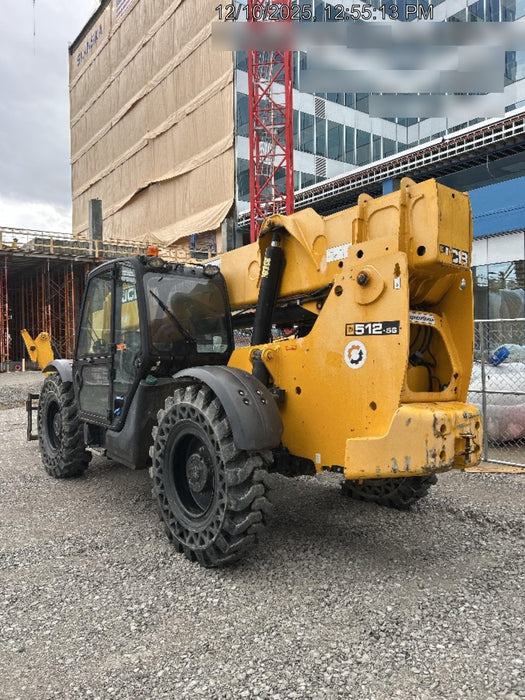 2019 JCB 512-56 Cab/Heat/Air, 109 HP, Solid Tires, STD Worklight, Beacon, Aux Hydraulics, Lifting Eye, Back up Alarm w/66" Carriage/60" Forks