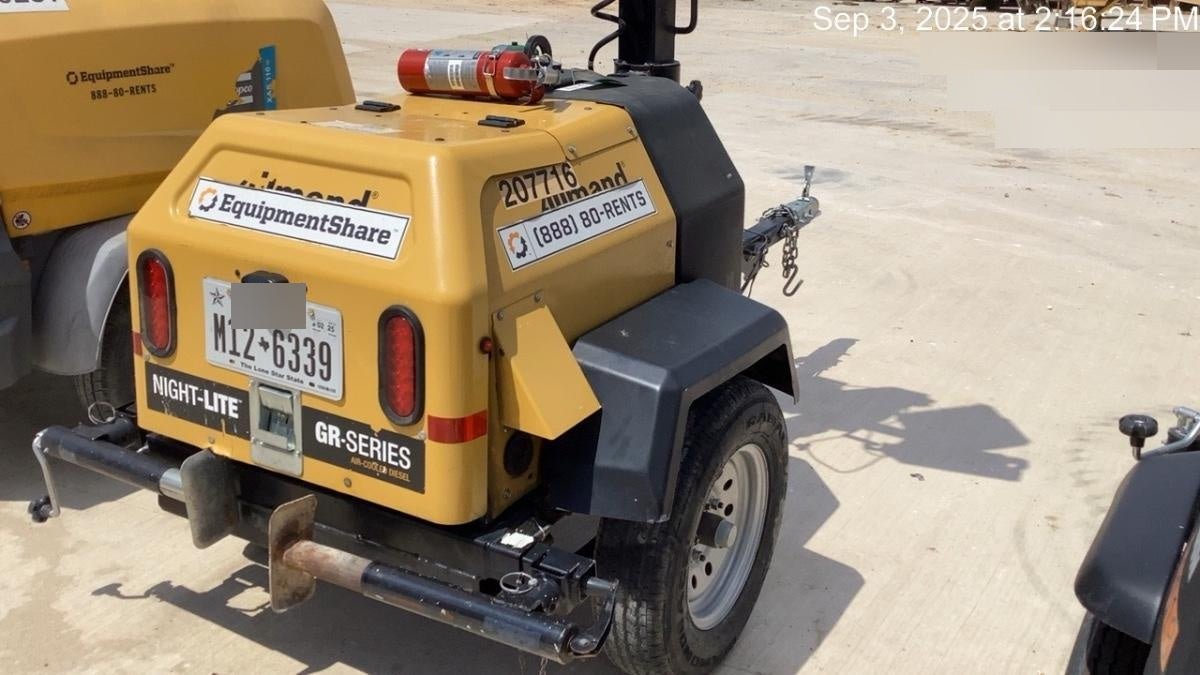 2022 Allmand NLV3GR (4) LED Light Fixture 350W, 23' Vertical Mast, 3kW Prime, Towable, Deep Sea L401, Leveling Jacks, Yanmar T4F 5.8hp