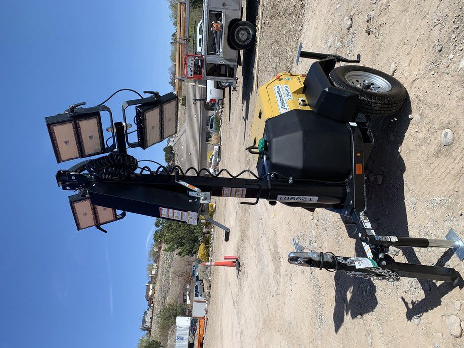 2021 Allmand NLV3GR (4) LED Light Fixture 350W, 23' Vertical Mast, 3kW Prime, Towable, Deep Sea L401, Leveling Jacks, Yanmar T4F 5.8hp