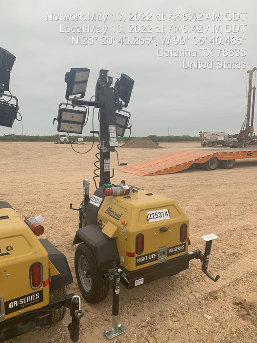 2022 Allmand NLV3GR (4) LED Light Fixture 350W, 23' Vertical Mast, 3kW Prime, Towable, Deep Sea L401, Leveling Jacks, Yanmar T4F 5.8hp