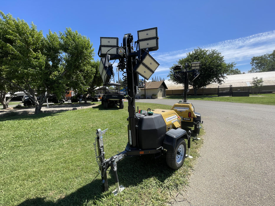 2021 Allmand NLV3GR (4) LED Light Fixture 350W, 23' Vertical Mast, 3kW Prime, Towable, Deep Sea L401, Leveling Jacks, Yanmar T4F 5.8hp