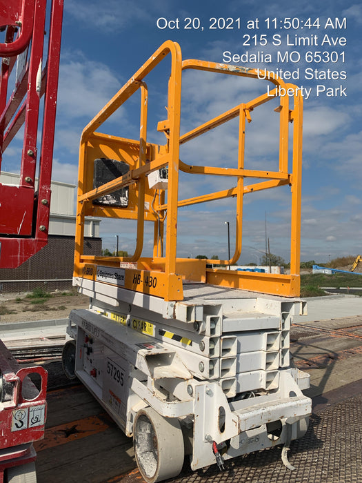 Custom Equipment HB-1430 Hy-Brid Scissor Lift
Platform capacity up to 670 lbs
Working height up to 20 ft
Weighs under 1,700 lbs
Non-marking wheels