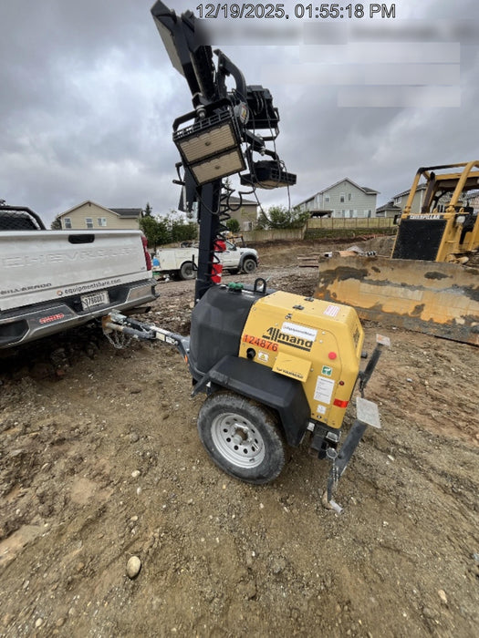 2020 Allmand NLV3GR (4) LED Light Fixture 350W, 23' Vertical Mast, 3kW Prime, Towable, Deep Sea L401, Leveling Jacks, Yanmar T4F 5.8hp