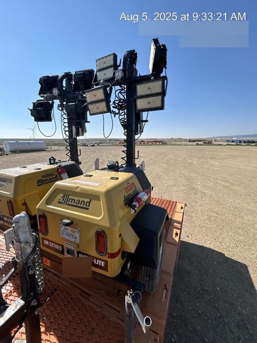 2020 Allmand NLV3GR (4) LED Light Fixture 350W, 23' Vertical Mast, 3kW Prime, Towable, Deep Sea L401, Leveling Jacks, Yanmar T4F 5.8hp