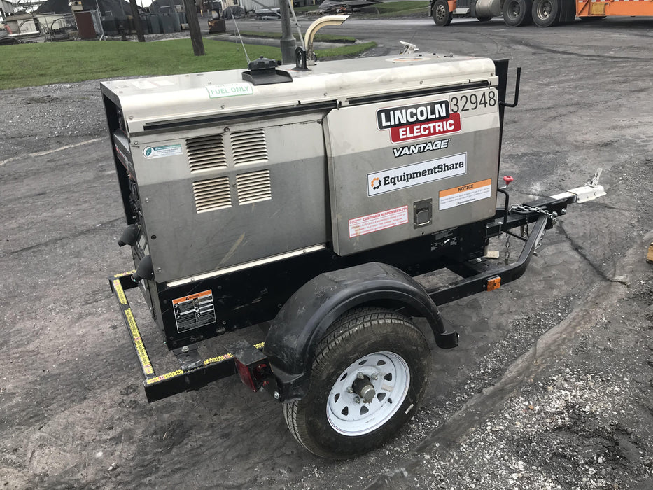2019 Lincoln Electric Vantage 322 Welder Ready-Pak 3, Two wheel trailer, Fender and Light kit, Cable Rack