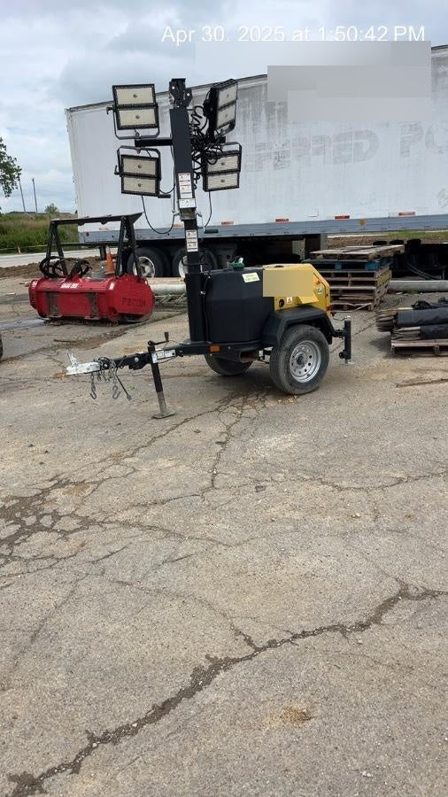 2022 Allmand NLV3GR (4) LED Light Fixture 350W, 23' Vertical Mast, 3kW Prime, Towable, Deep Sea L401, Leveling Jacks, Yanmar T4F 5.8hp