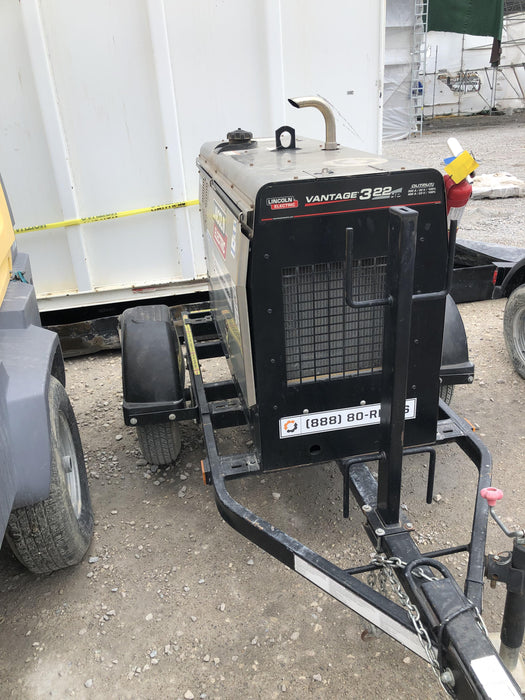 2019 Lincoln Electric Vantage 322 Ready-Pak 3, Two Wheel Trailer, Fender and Light Kit, Cable Rack