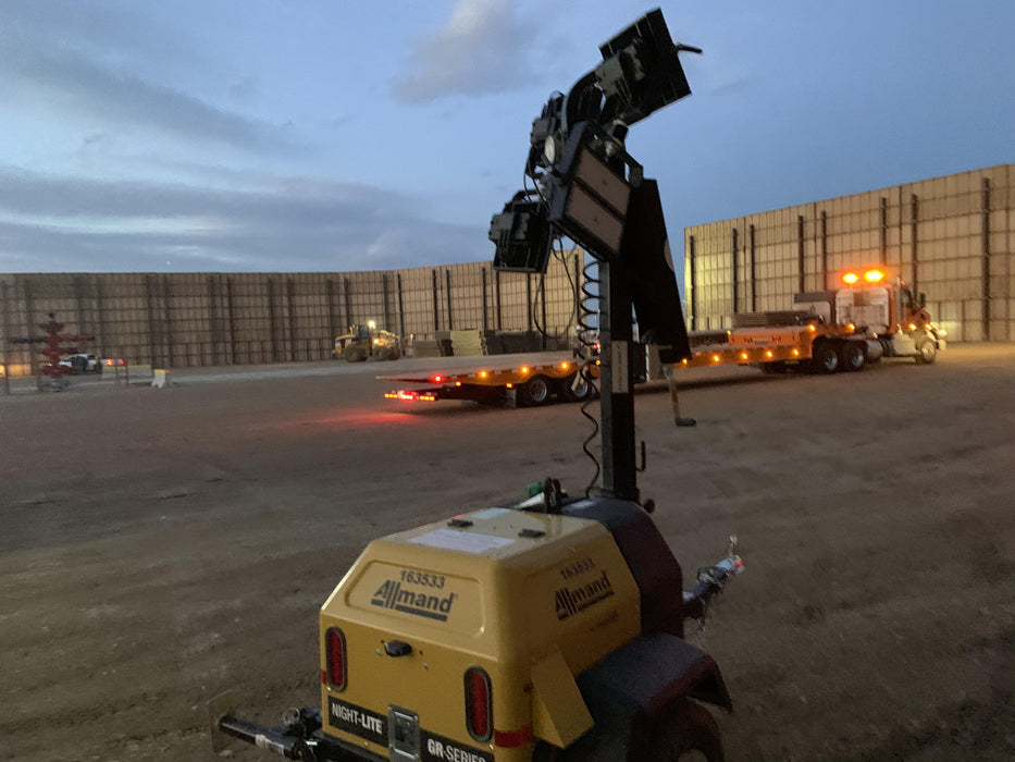 2021 Allmand NLV3GR (4) LED Light Fixture 350W, 23' Vertical Mast, 3kW Prime, Towable, Deep Sea L401, Leveling Jacks, Yanmar T4F 5.8hp