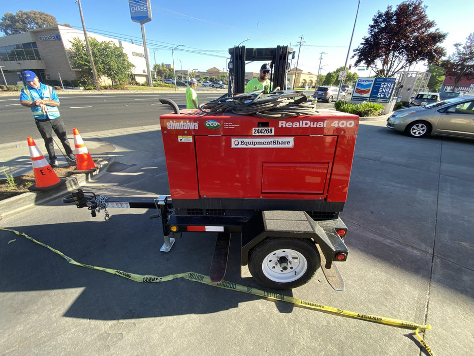 2022 Shindaiwa DGW400MDL Kubota D902 Engine, 23 HP, Dual Op Welder, Wire, Arc, Droop Stick, Tig, and CC Stick Functionality, Simulphase, 3 Phase and 1 Phase Gen Output, Single Axle NB Trlr, Slr Trckl Chrg 12V 12W, Fire Ext