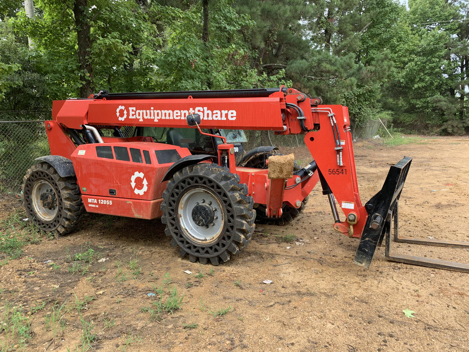 2020 Manitou MTA12055SER3 Cab/Heat/Air, Solid Tires, Amber Strobe, Lift Hook w/66" Carriage, 60" Forks