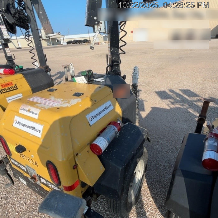 2022 Allmand NLV3GR (4) LED Light Fixture 350W, 23' Vertical Mast, 3kW Prime, Towable, Deep Sea L401, Leveling Jacks, Yanmar T4F 5.8hp