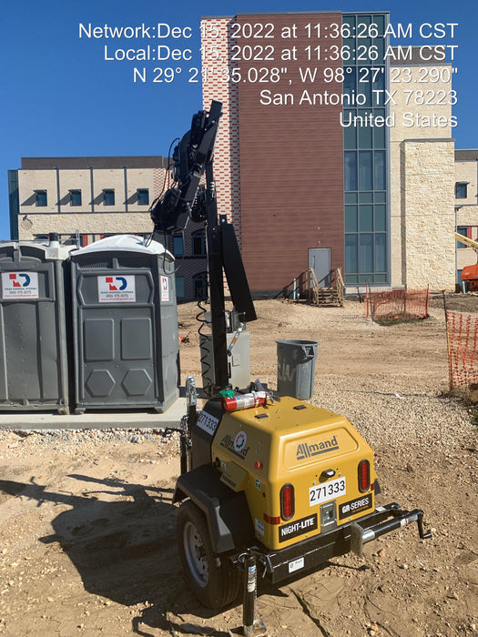 2022 Allmand NLV3GR (4) LED Light Fixture 350W, 23' Vertical Mast, 3kW Prime, Towable, ES Decals, T3