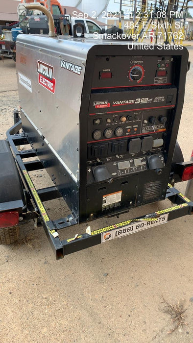 2019 Lincoln Electric Vantage 322 Ready-Pak 3, Two Wheel Trailer, Fender and Light Kit, Cable Rack
