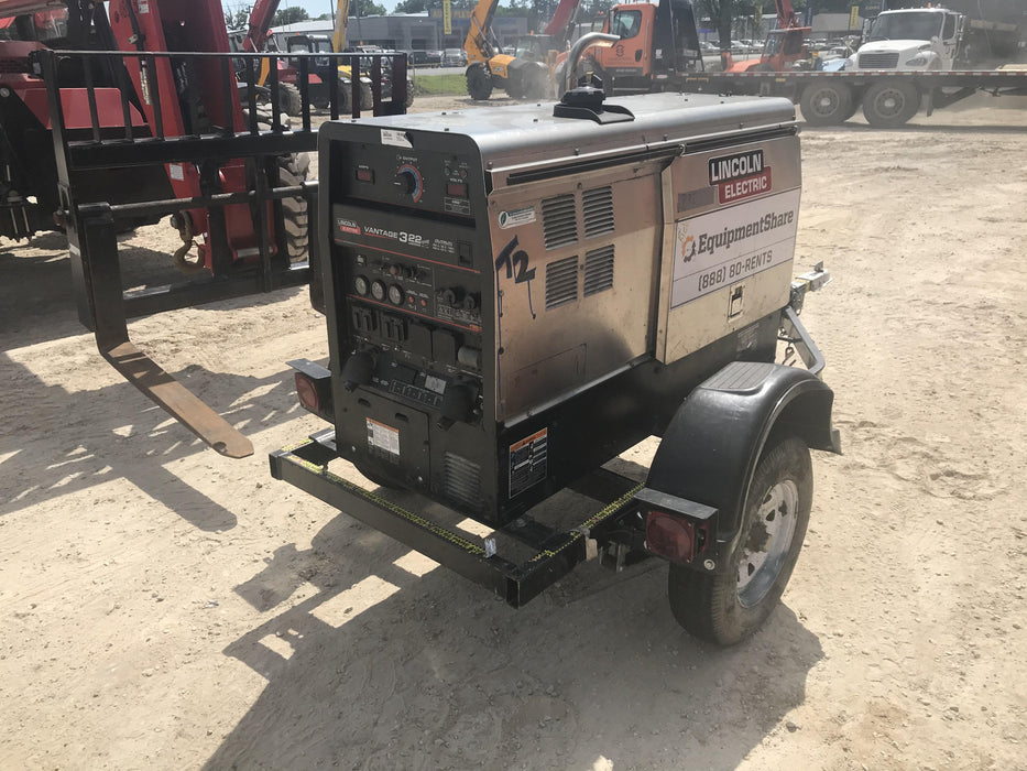 2019 Lincoln Electric Vantage 322 Welder Ready-Pak 3, Two wheel trailer, Fender and Light kit, Cable Rack