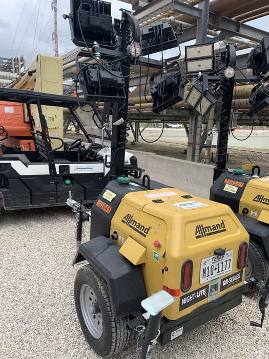 2022 Allmand NLV3GR (4) LED Light Fixture 350W, 23' Vertical Mast, 3kW Prime, Towable, Deep Sea L401, Leveling Jacks, Yanmar T4F 5.8hp