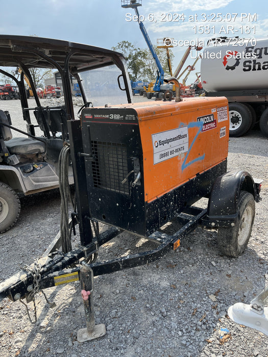 2021 Lincoln Electric Vantage 322 Vantage 322 Ready Pak 3 w/ Decals, ORANGE (includes trailer, cable rack, fender light kit) NO Telematics