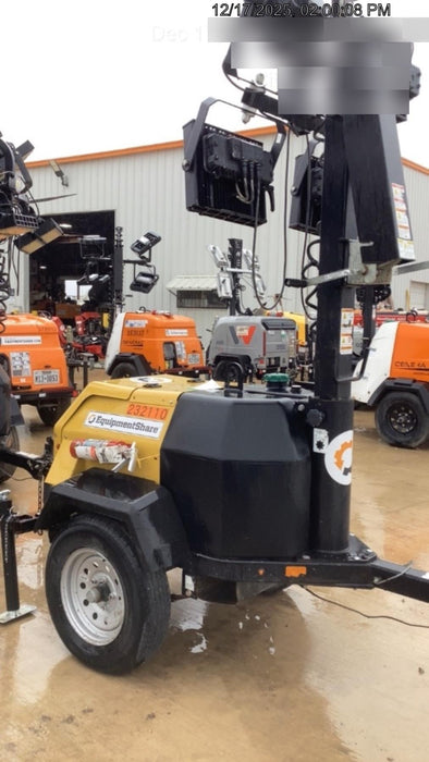 2022 Allmand NLV3GR (4) LED Light Fixture 350W, 23' Vertical Mast, 3kW Prime, Towable, Deep Sea L401, Leveling Jacks, Yanmar T4F 5.8hp