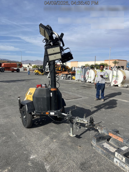 2021 Allmand NLV3GR (4) LED Light Fixture 350W, 23' Vertical Mast, 3kW Prime, Towable, Deep Sea L401, Leveling Jacks, Yanmar T4F 5.8hp