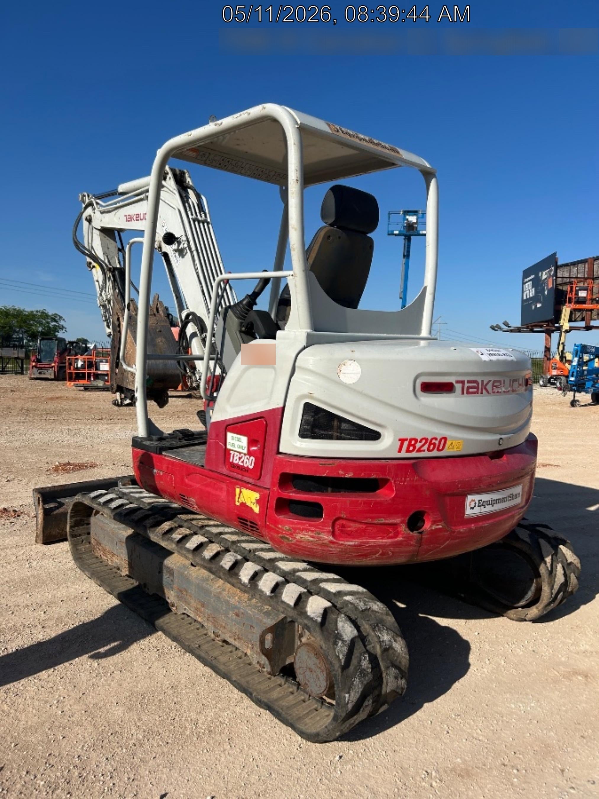 2019 Takeuchi TB260 Takeuchi TB260 Canopy w/Rubber Tracks, Auxiliary Hydraulics, Standard Blade, Manual QC
