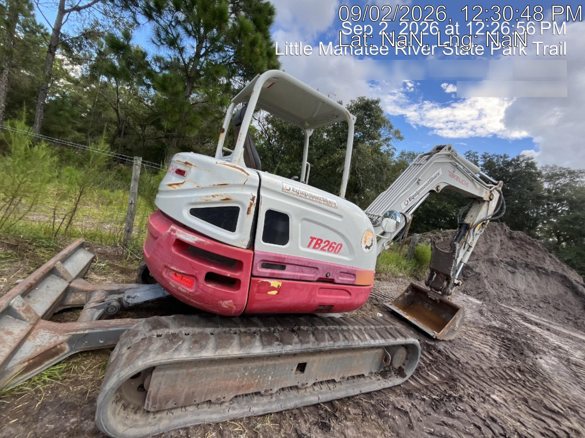 2019 Takeuchi TB260 Canopy, Standard Blade, Auxiliary hydraulics Manual QC, Hydraulic thumb, 12" ,18", 24" Bucket