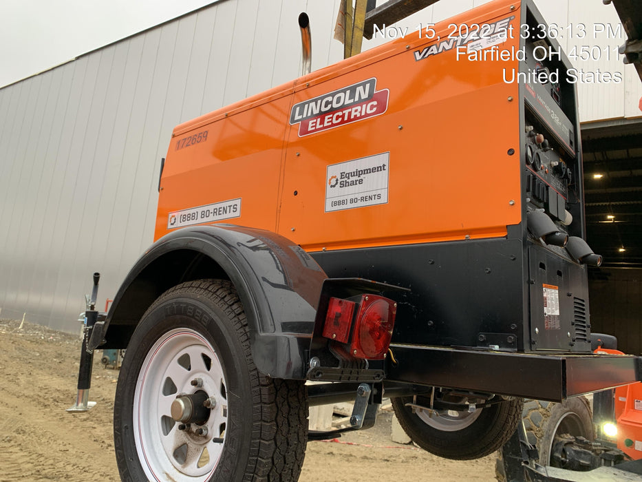 2021 Lincoln Electric Vantage 322 Vantage 322 Ready Pak 3 w/ Decals, ORANGE (includes trailer, cable rack, fender light kit) NO Telematics